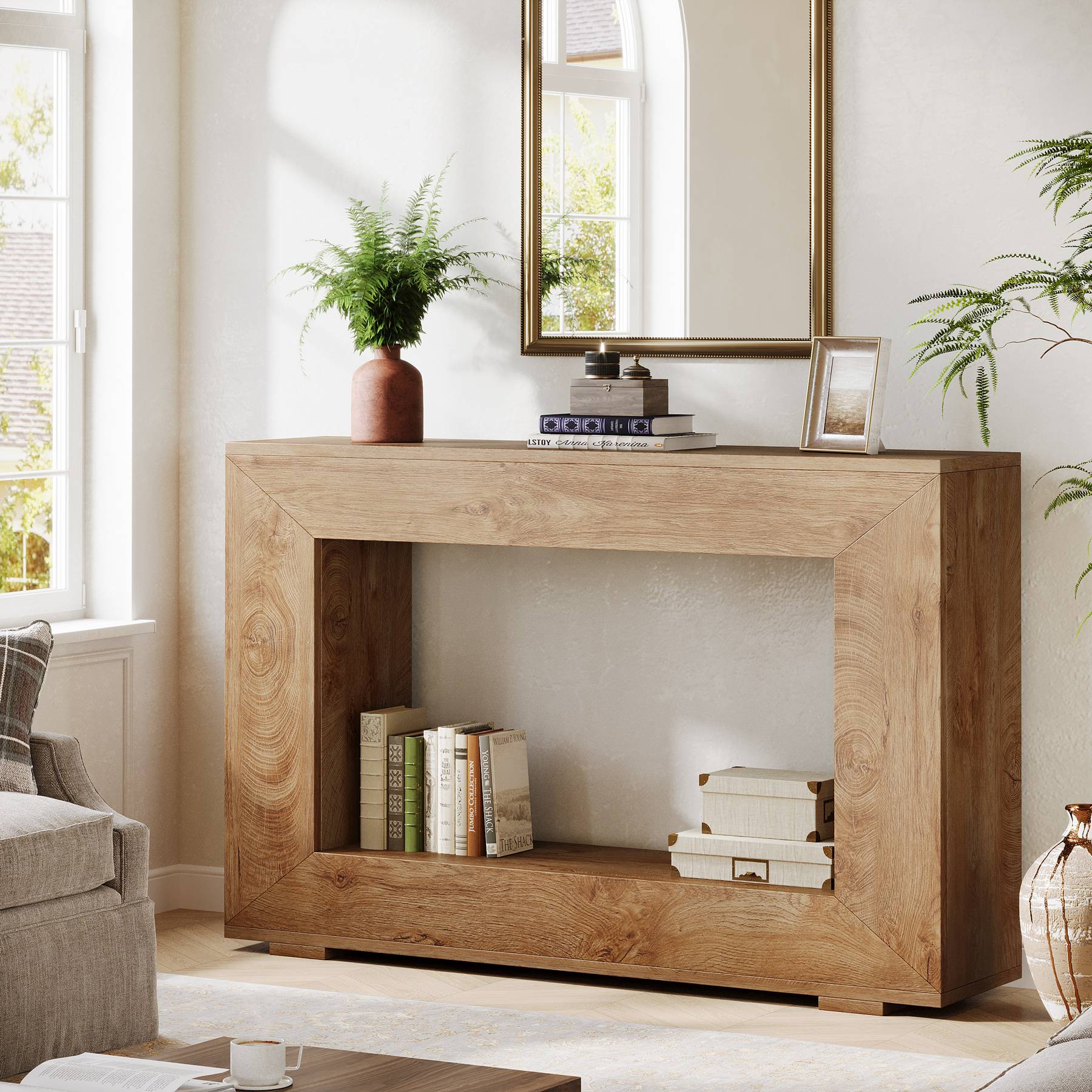 Farmhouse Console Table, 47" Wood Entryway Sofa Table with Storage