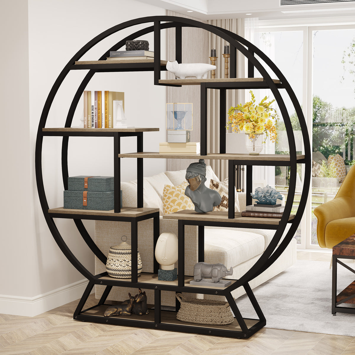 63" Round Plant Stand, Flower Pot Plant Rack with 8 Shelves