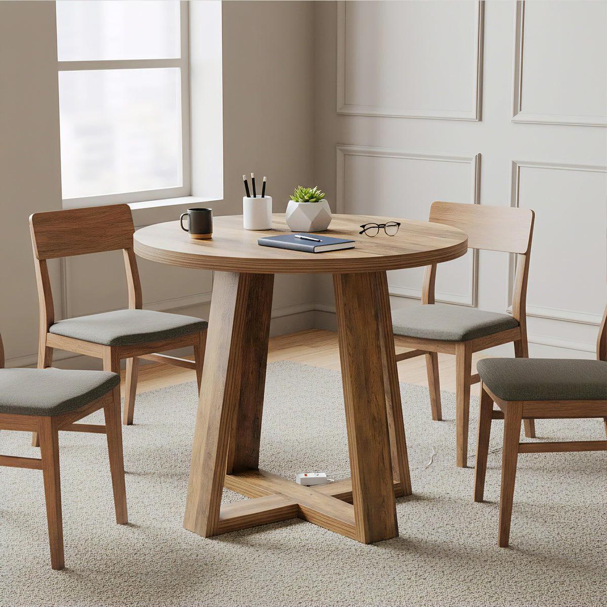 80cm Conference Table, Farmhouse Home Office Meeting Desk for 2-4