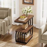 3-Tier Narrow End Table, C-Shaped Side Table for Living Room 3