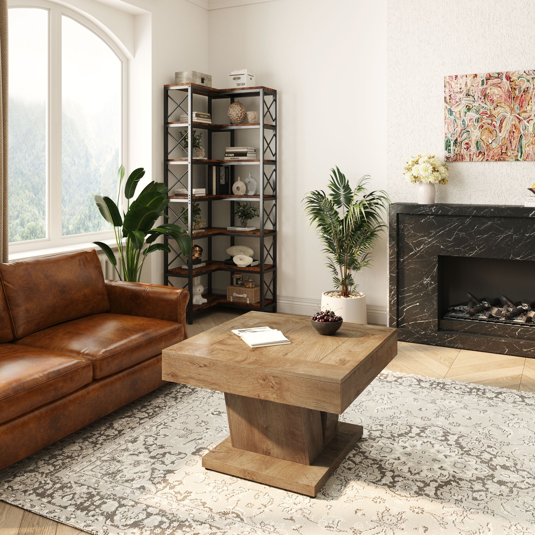 31.5" Wood Coffee Table,  Modern Center Table Cocktail Tea Table
