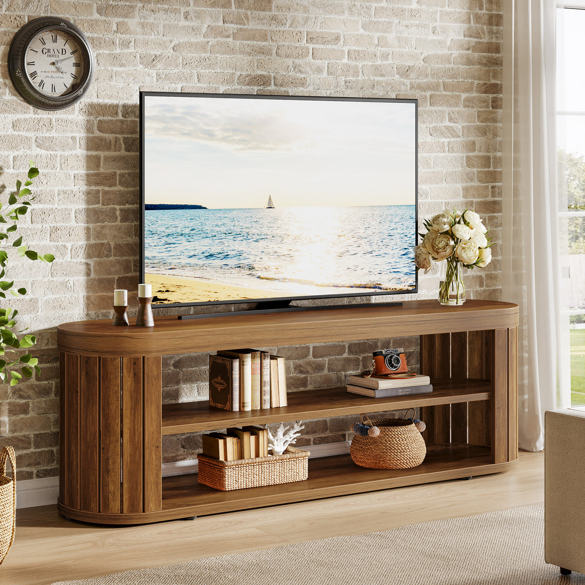 120cm TV Stand, 2-Tier Open Storage for TVs up to 55"