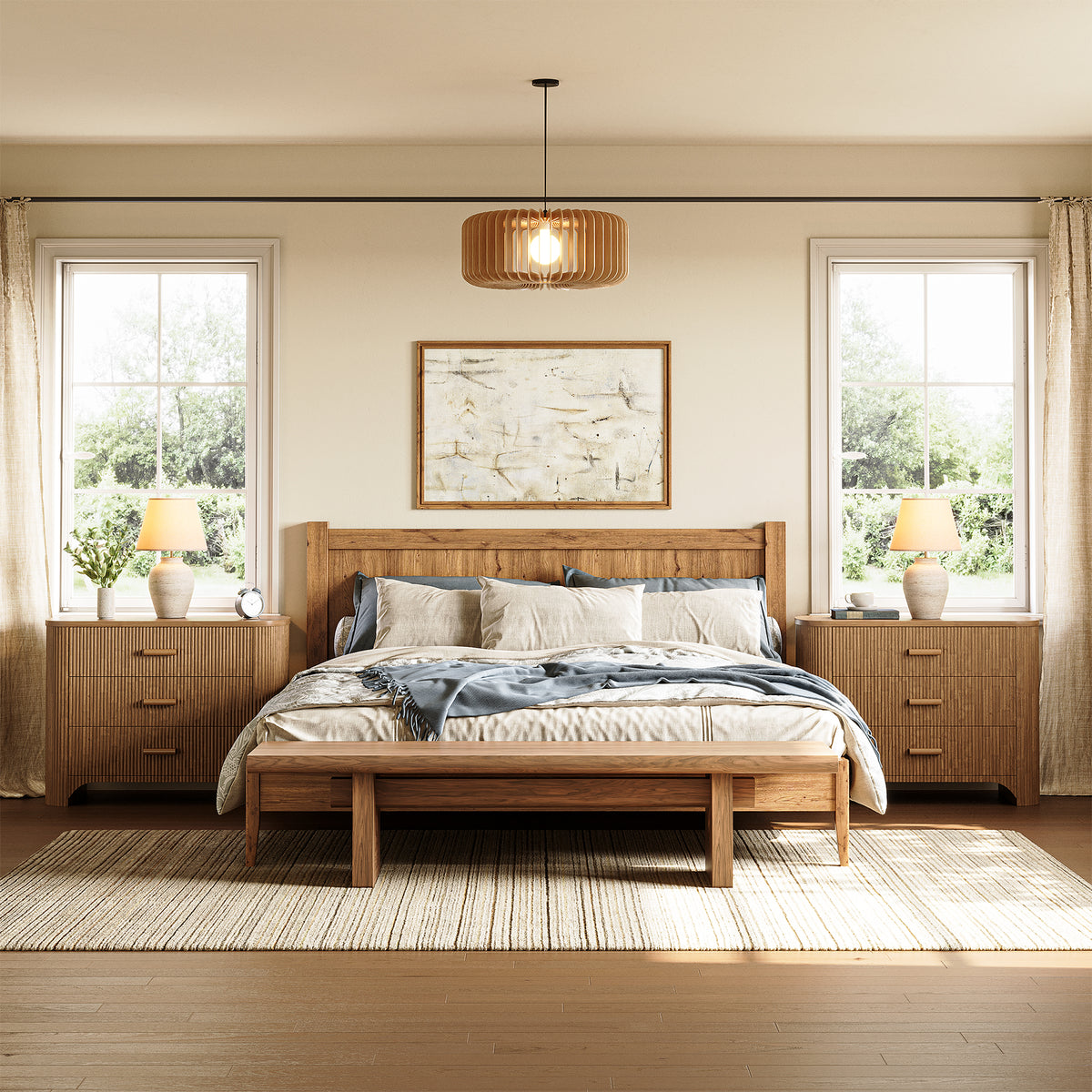 Tribesigns 80cm wide bedside table, large modern design with 3 drawers for the bedroom