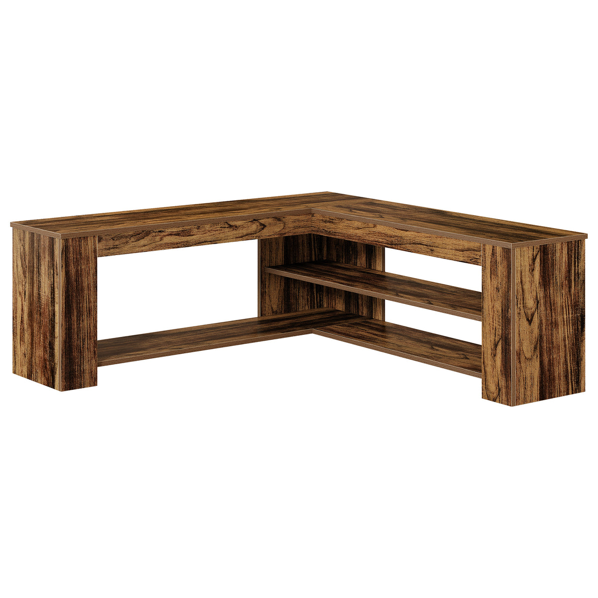 120cm L-Shaped Storage Bench, Corner Entryway Shoe Bench with 2-Tier Rack for Home Foyer