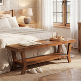 140cm Shoe Bench, Wooden Entryway Bench with Open Storage & X-Frame Legs 3