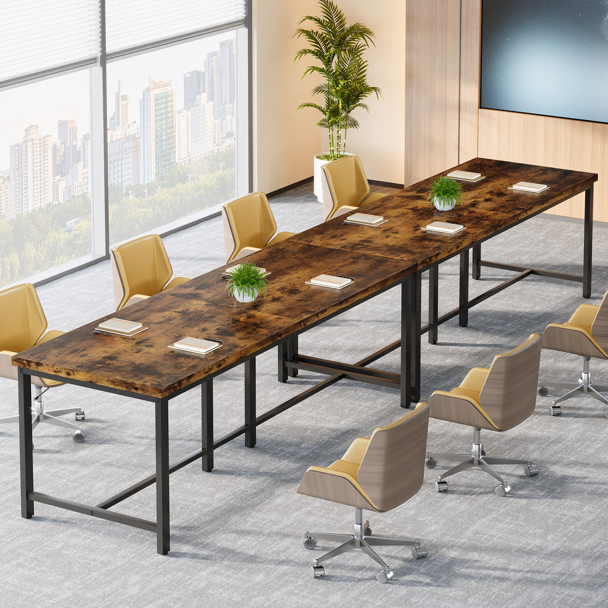 Tribesigns 200cm-long computer desk, office desk for two people