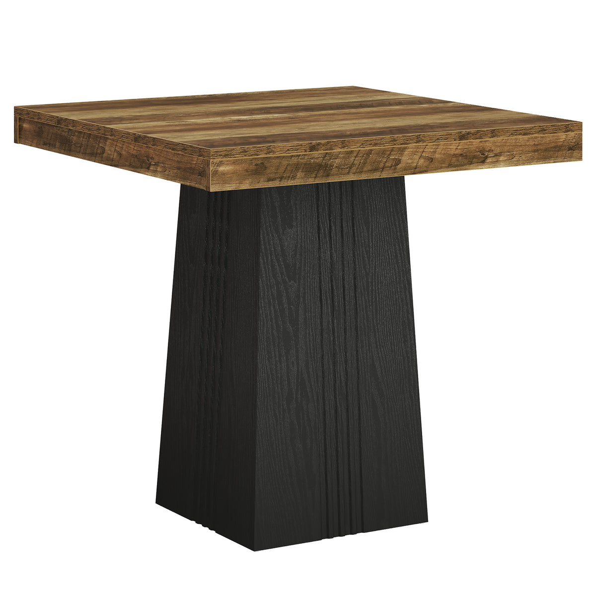 80cm Square Bar Table, Rustic Pub Table with Ribbed Base for Kitchen Dining
