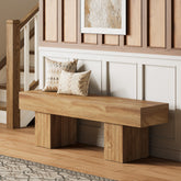 55" Wooden Entryway Bench with Broad Legs, Farmhouse Indoor Bench with 330 lb Capacity 3