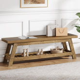 55" Entryway Bench, 2-Tier Foyer Seating Bench with Shoe Storage 3