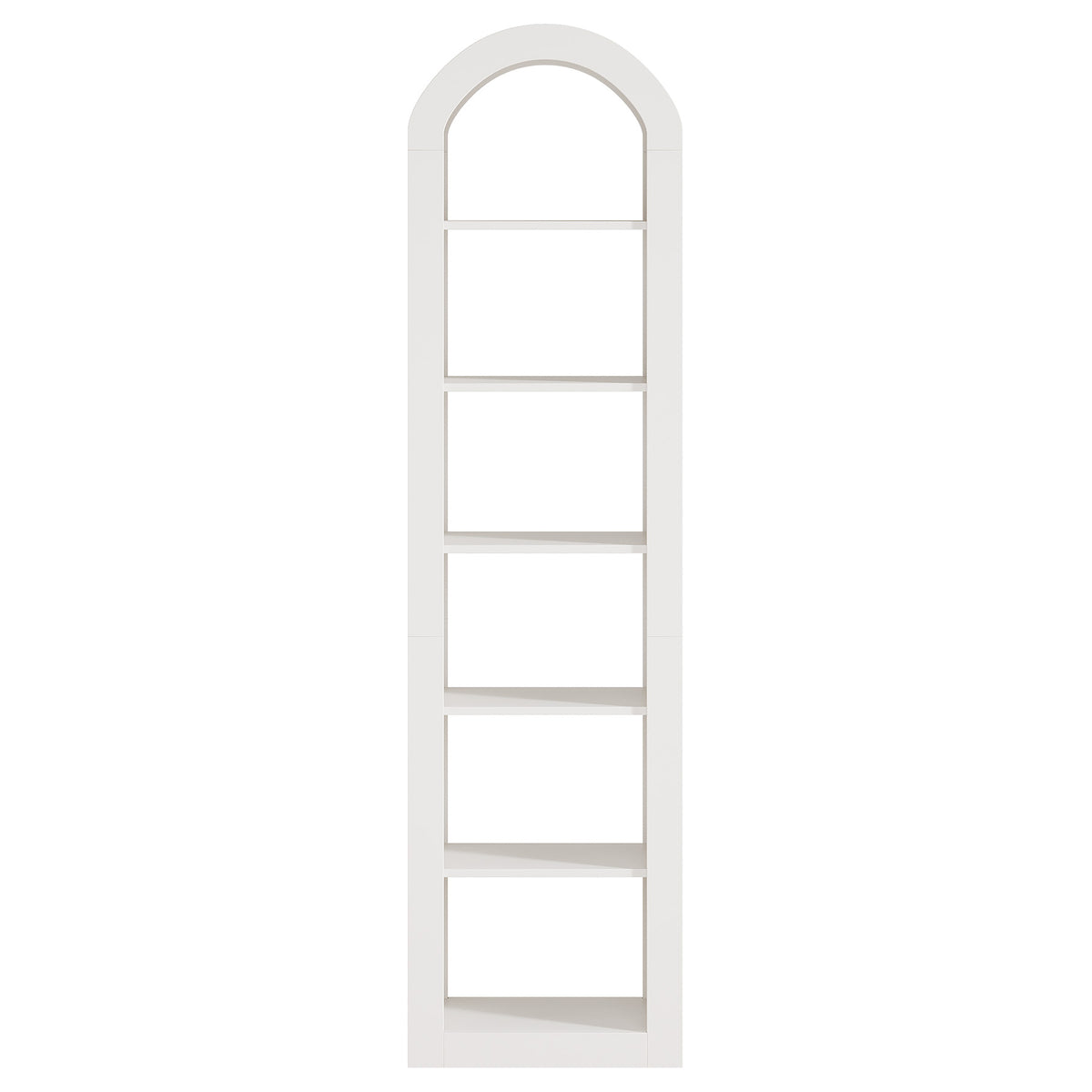190cm Arched Bookshelf, 6-Tier Narrow White Storage Rack