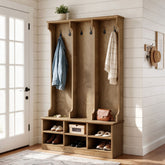 180cm Hall Tree, 3-in-1 Entryway Coat Rack with Shoe Bench & Storage 3