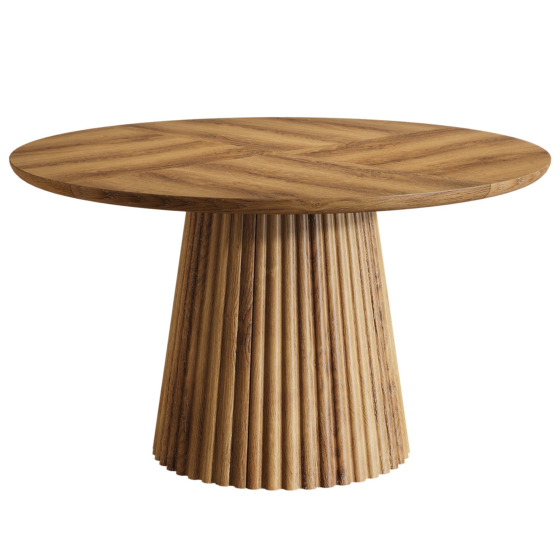 47.24" Round Dining Table, Kitchen Table with Fluted Design for 4-6