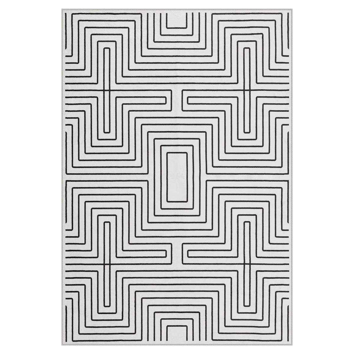 Tribesigns Minimalist Labyrinth Pattern Rug, Modern Geometric Non-Slip Low-Pile Area Rug for Living Room, OEKO-TEX Certified
