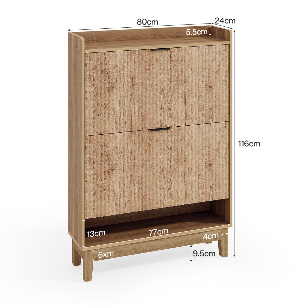 Tribesigns 80cm Shoe Cabinet, 2-drawer shoe cabinet with shelves for the hall