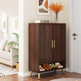 6-Tier Adjustable Shoe Cabinet, Wooden Shoe Organizer with Storage Shelves 3
