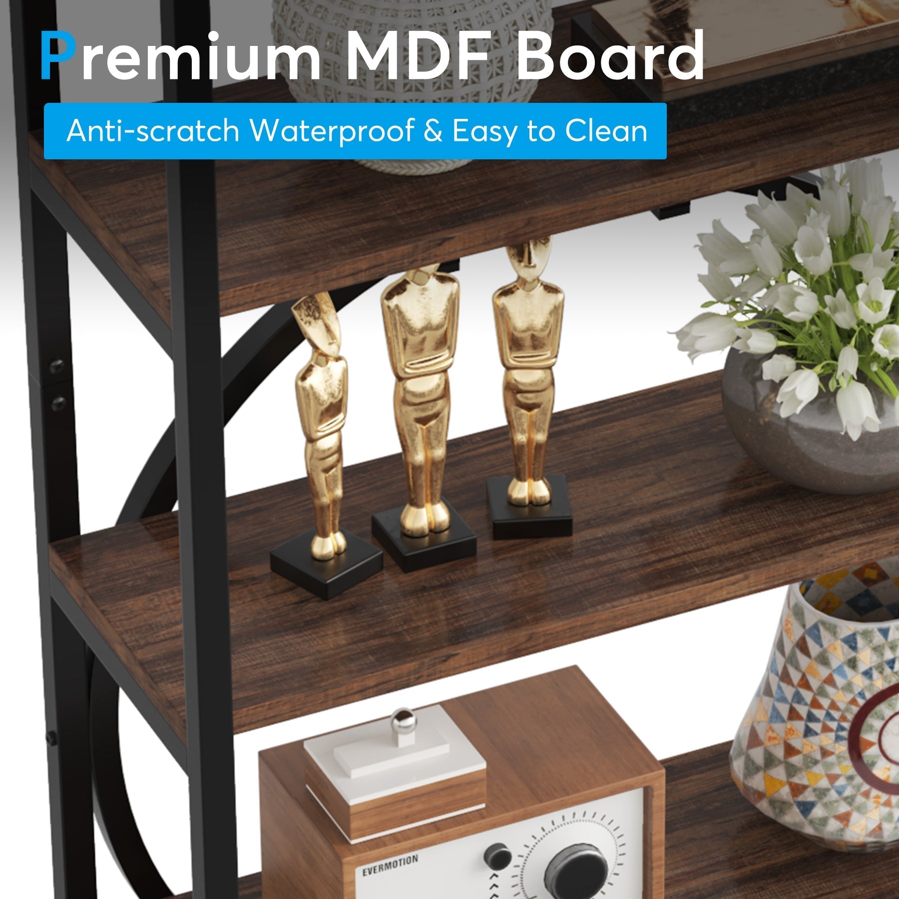 70.9" 6-Tier Bookshelf, Industrial Bookcase Display Shelf