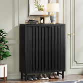 6-Tier Wooden Shoe Cabinet with Louvered Doors & Adjustable Shelves 3