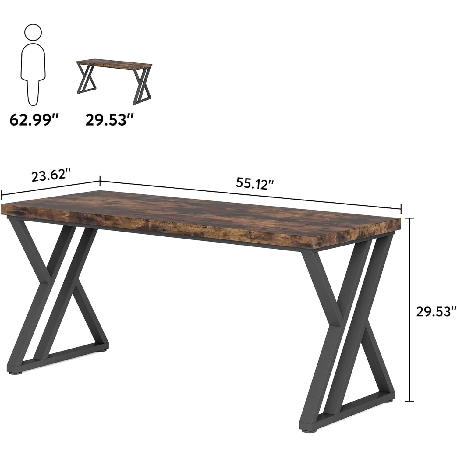 55" Heavy-Duty Computer Desk, Simple  Study Desk Writing Table