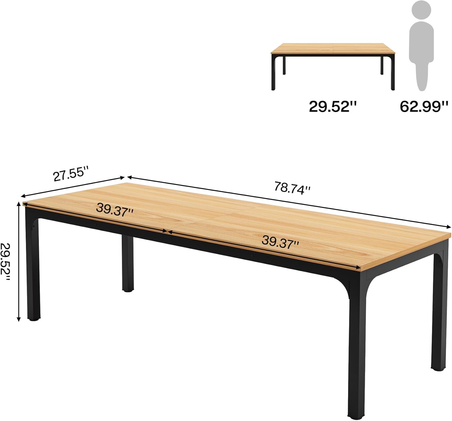78.7" Rectangle Executive Desk,  Computer Desk 6FT Conference Table