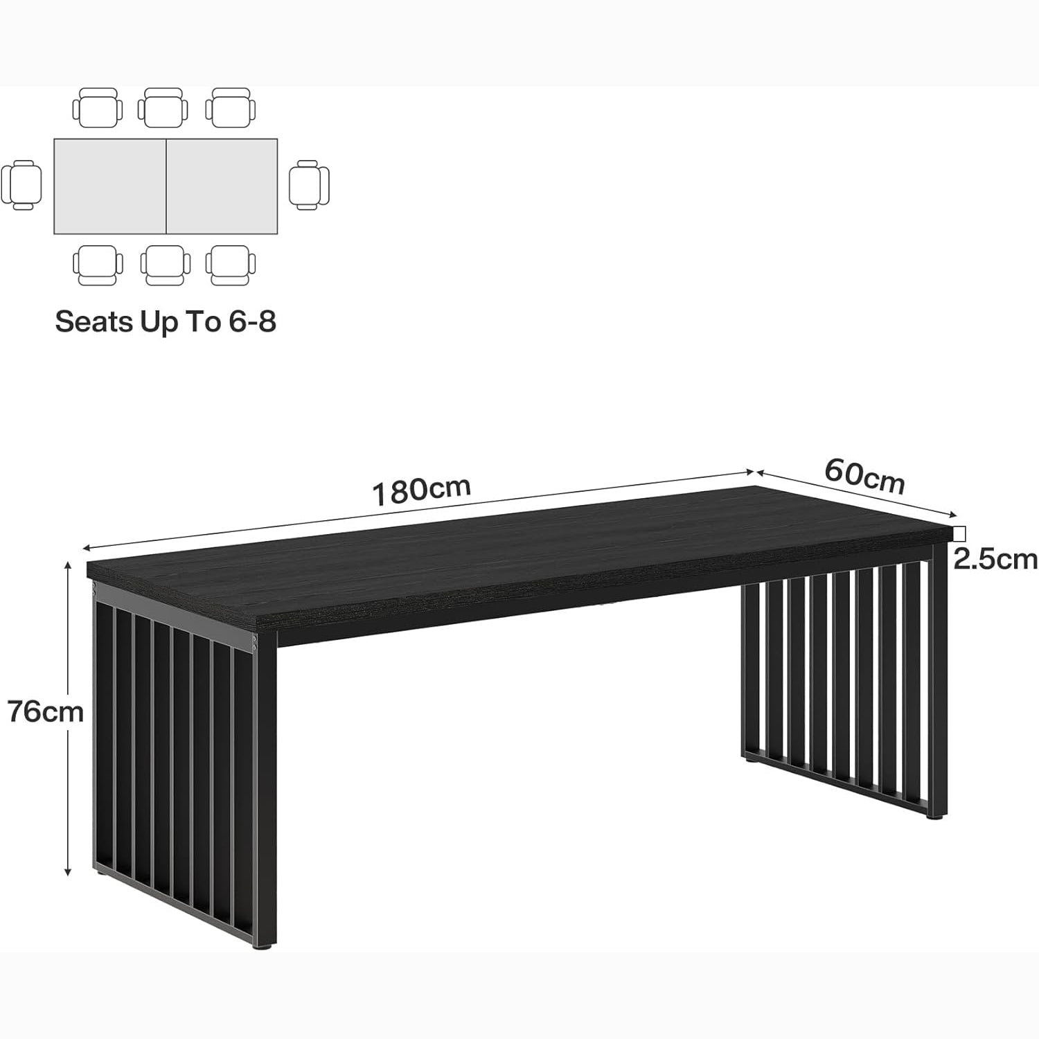 71" Modern Industrial Dining Table for 8, Long Farmhouse Kitchen Table with Metal Frame