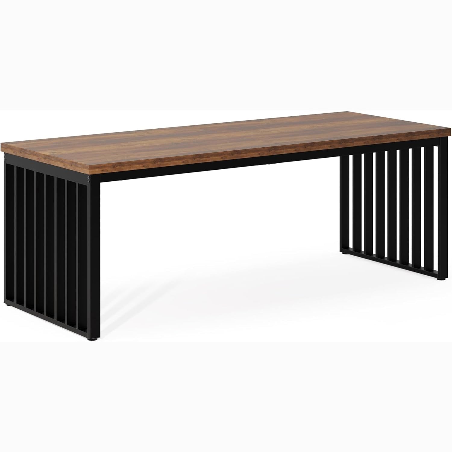 71" Modern Industrial Dining Table for 8, Long Farmhouse Kitchen Table with Metal Frame