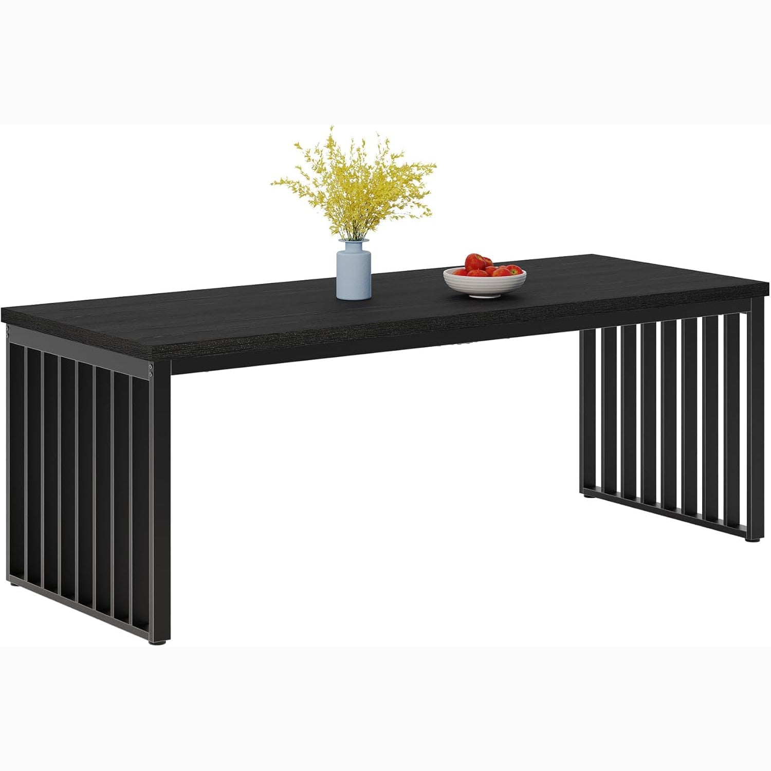 71" Modern Industrial Dining Table for 8, Long Farmhouse Kitchen Table with Metal Frame