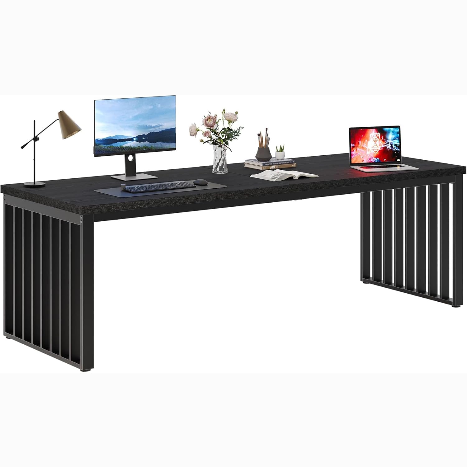 71" Home Office Computer Desk - Heavy Duty Metal Frame Workstation