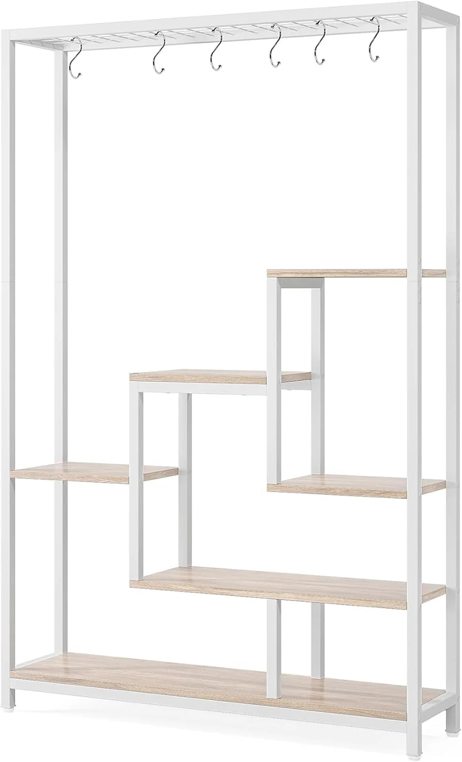 70.9" Plant Stand, Large Flower Bonsai Shelf with 6 S Hanging Hooks