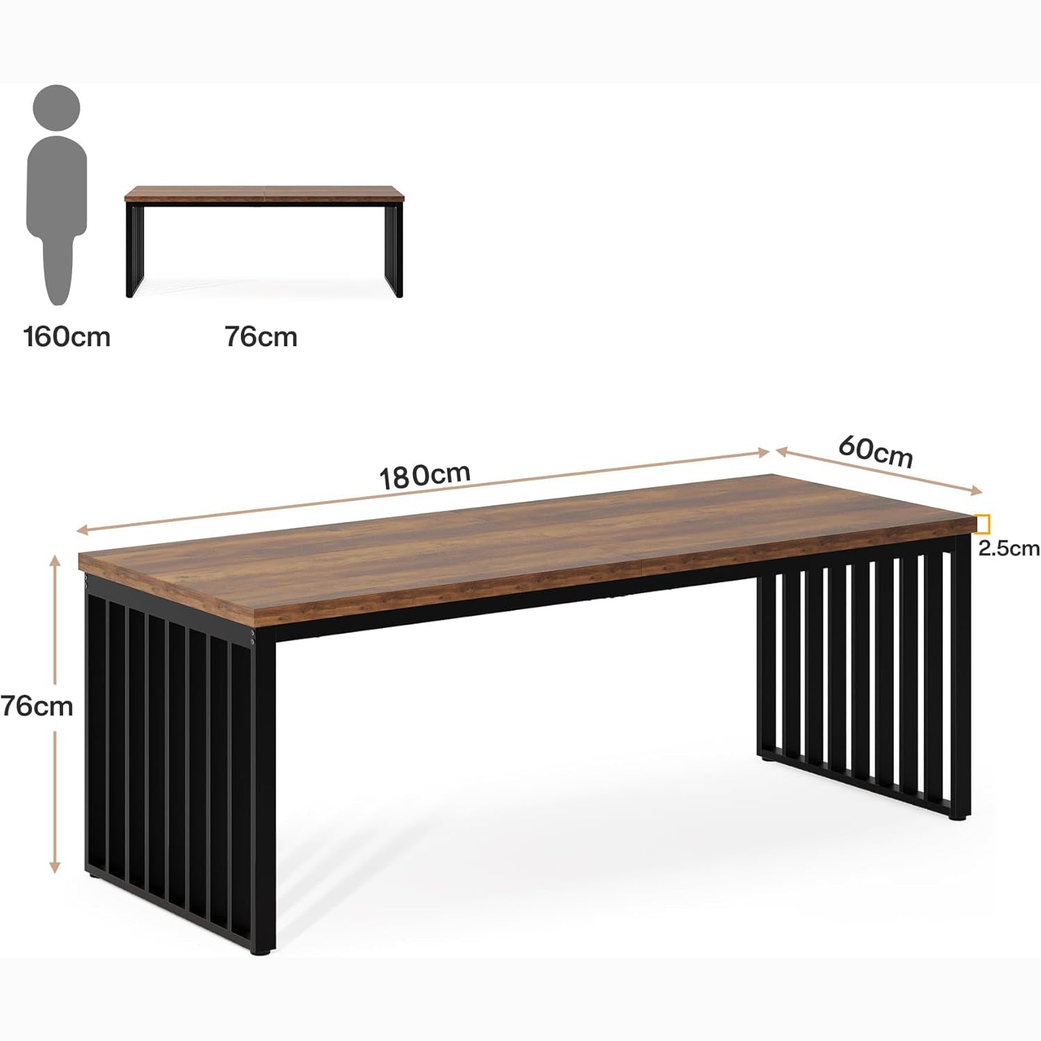 71" Home Office Computer Desk - Heavy Duty Metal Frame Workstation