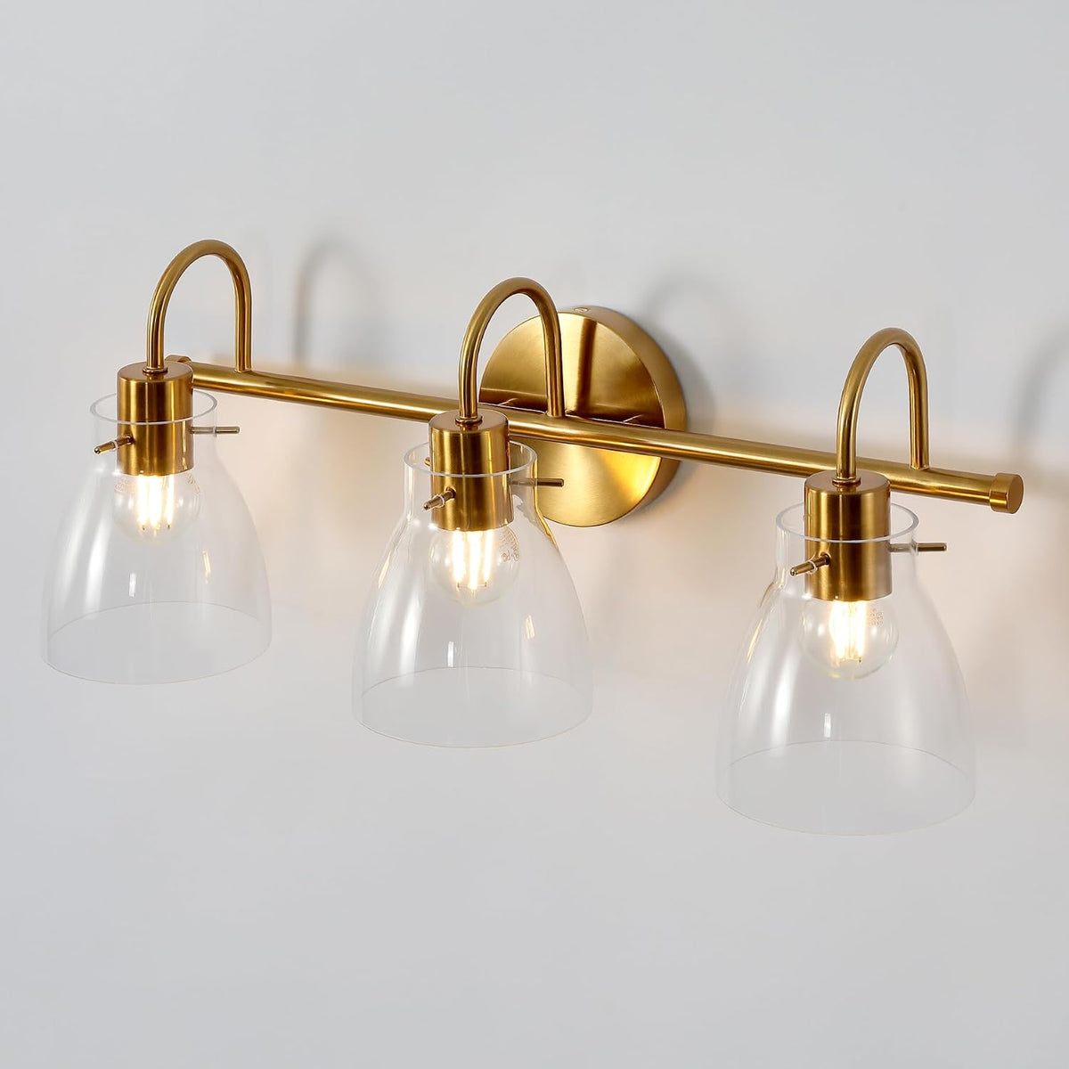 Tribesigns 3-bulb bathroom mirror light, vintage gold bathroom wall light