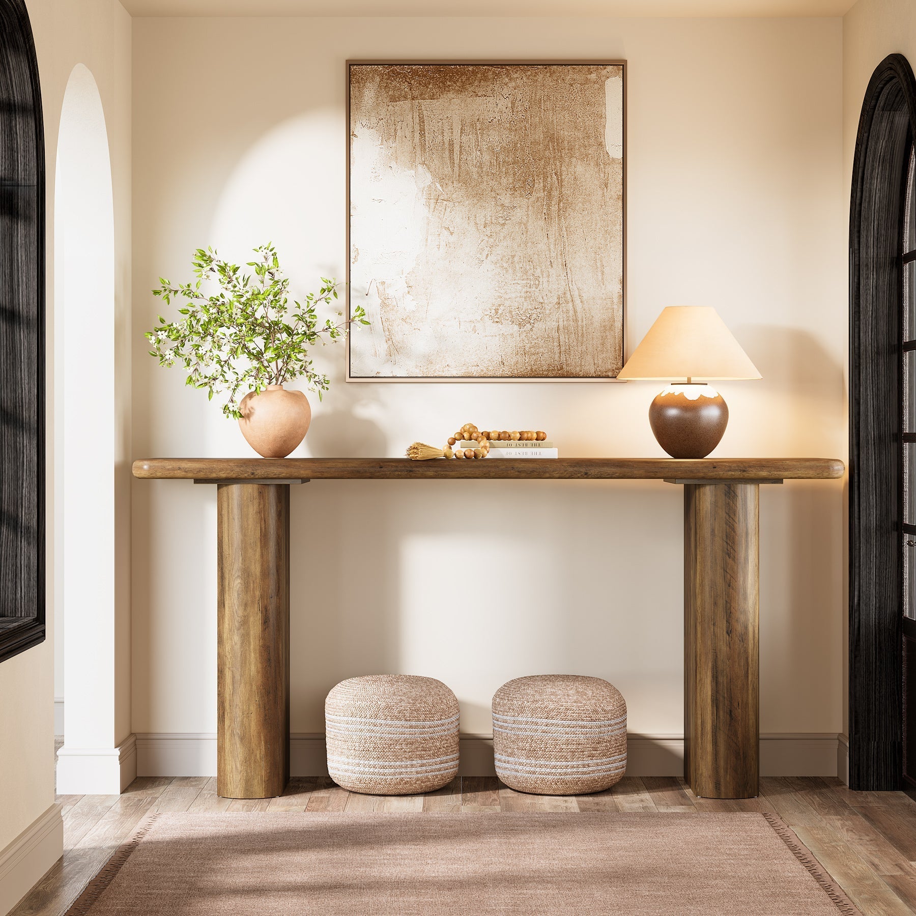 63" Console Table, Wooden Sofa Table Entryway Tables Tribesigns