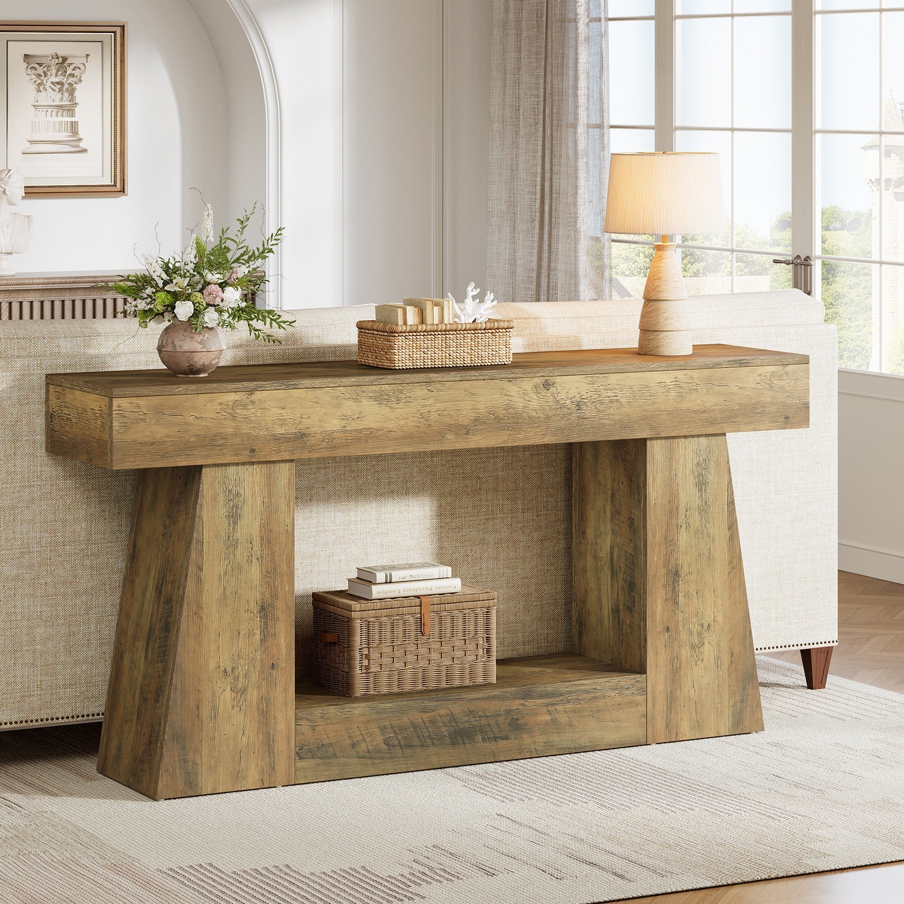 63" Console Table, Wooden Sofa Table Hallway Table Tribesigns