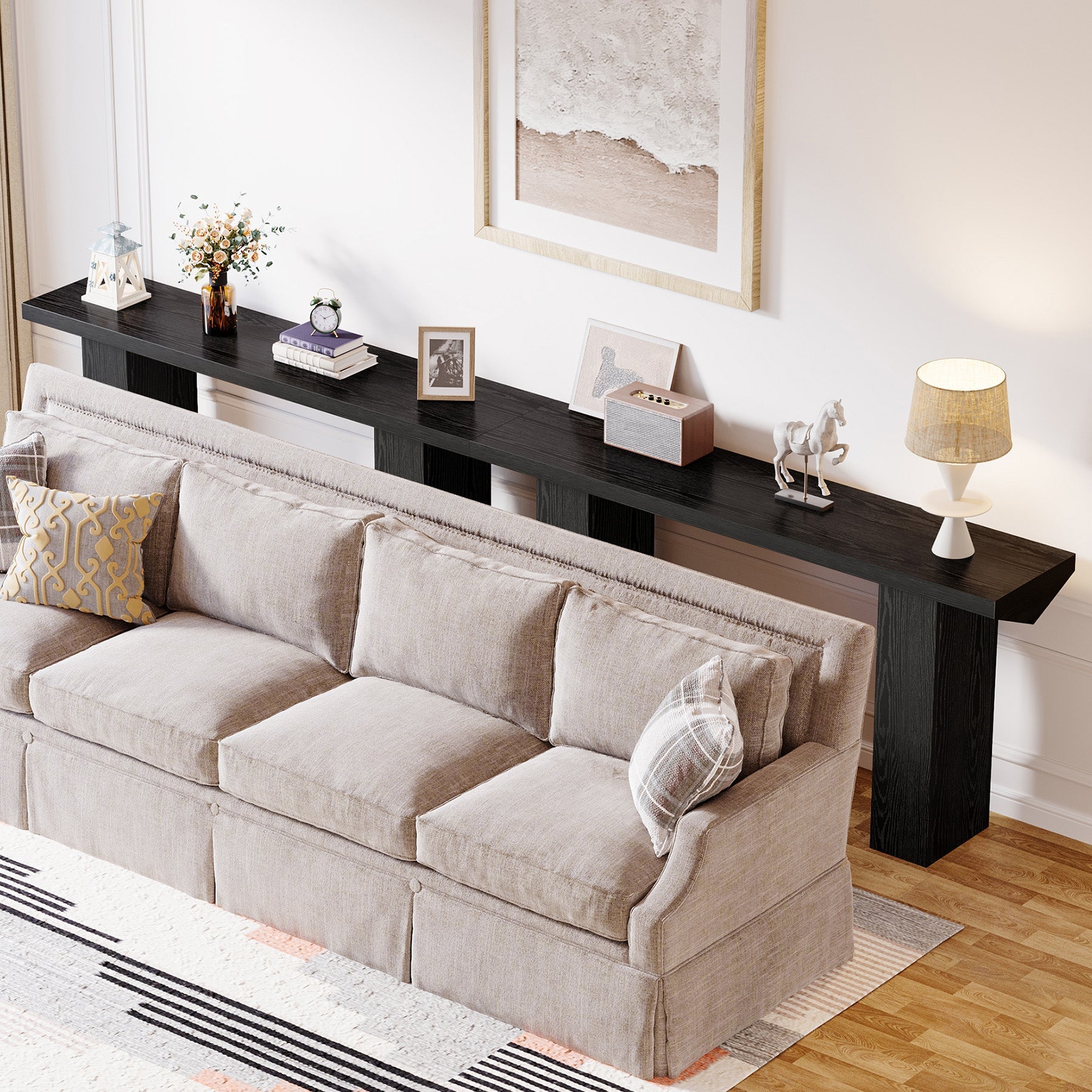 63" Console Table, Wooden Sofa Table Long Entryway Table Tribesigns