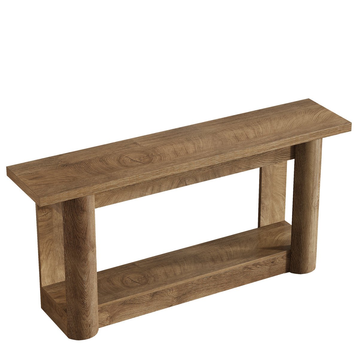 63" Farmhouse Console Table with 2-Tier Storage, Rustic Narrow Sofa Table Behind Couch