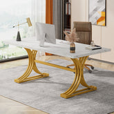 Executive Desk with 63" Modern Design and Faux Marble Tabletop 3