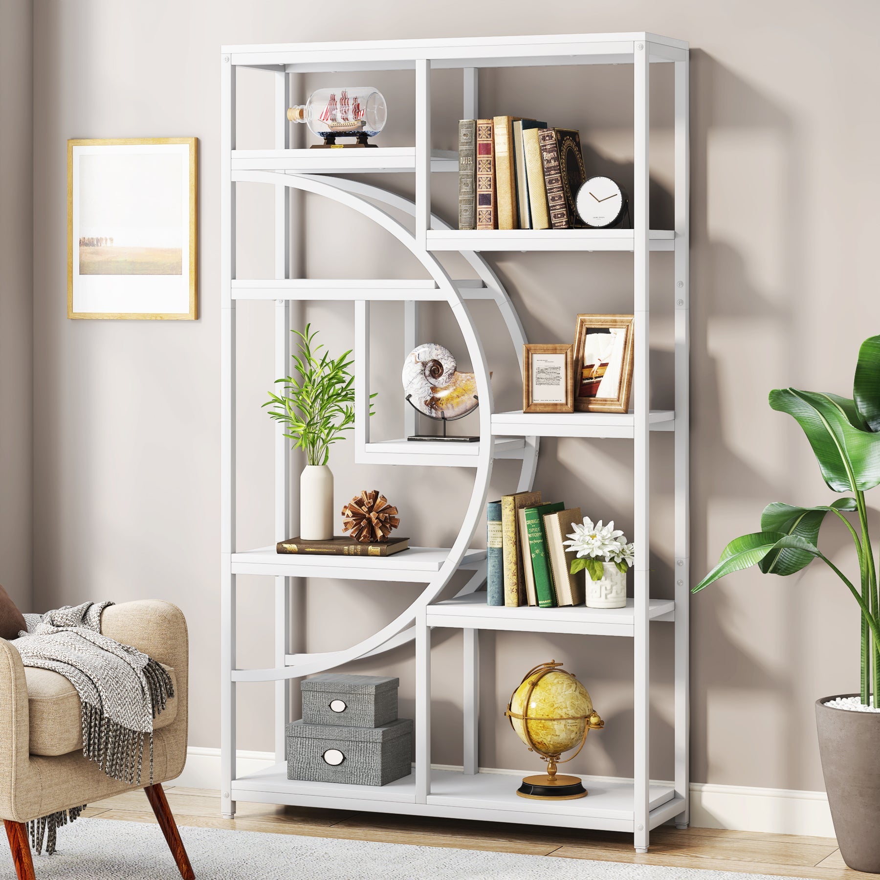 37.4" 5-Tier Industrial Bookshelf for Living Room, Bedroom, Home Office