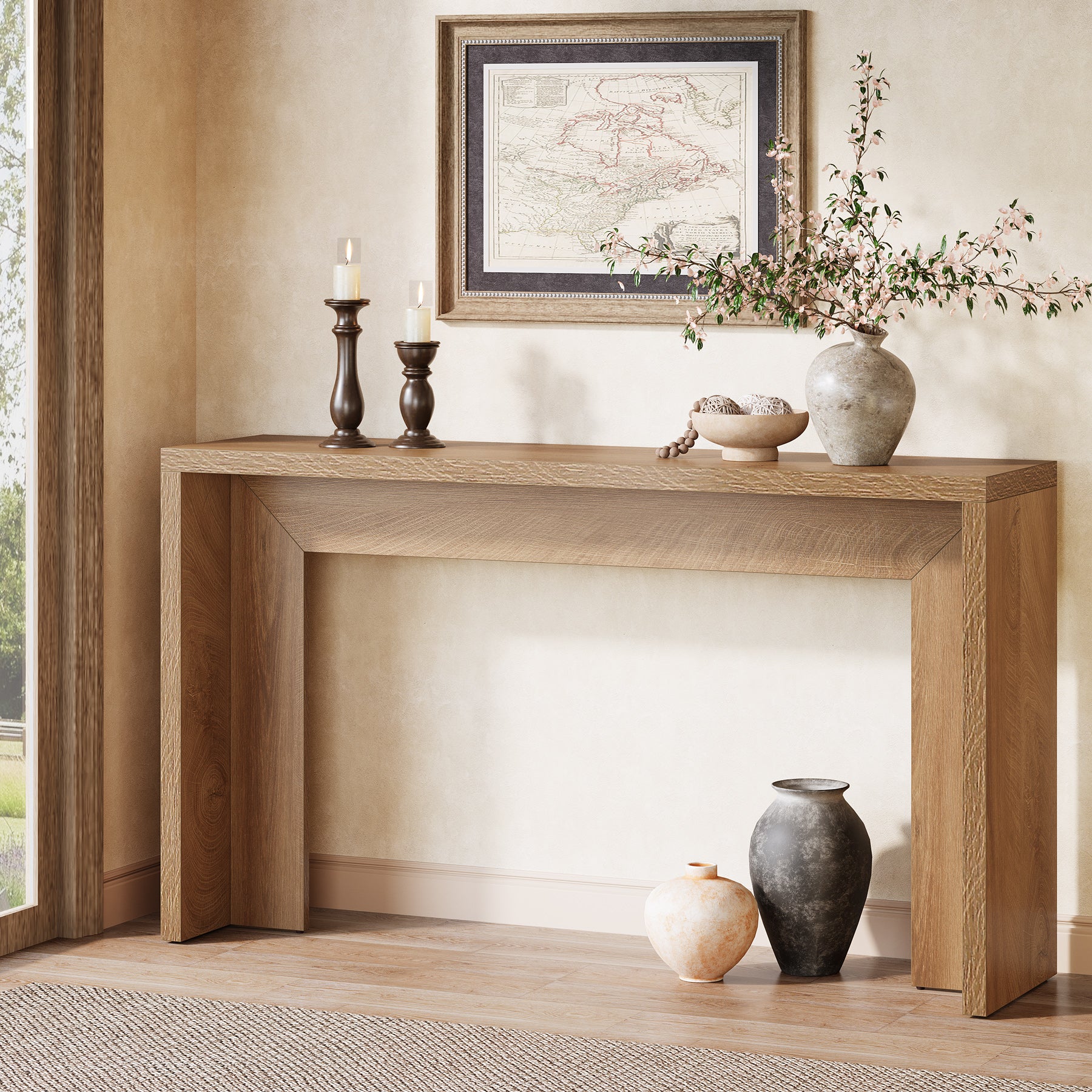 55" Rustic Console Table, Farmhouse Sofa Table Hallway Table