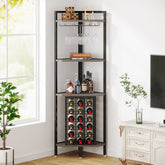 161cm Corner Wine Rack, 4-Tier Industrial Shelf with Glass Holder 3