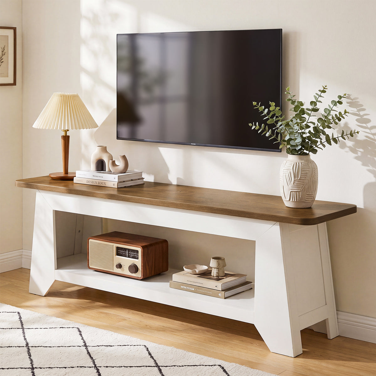 160cm TV Stand, Farmhouse Entertainment Centre with Storage for TVs up to 70"