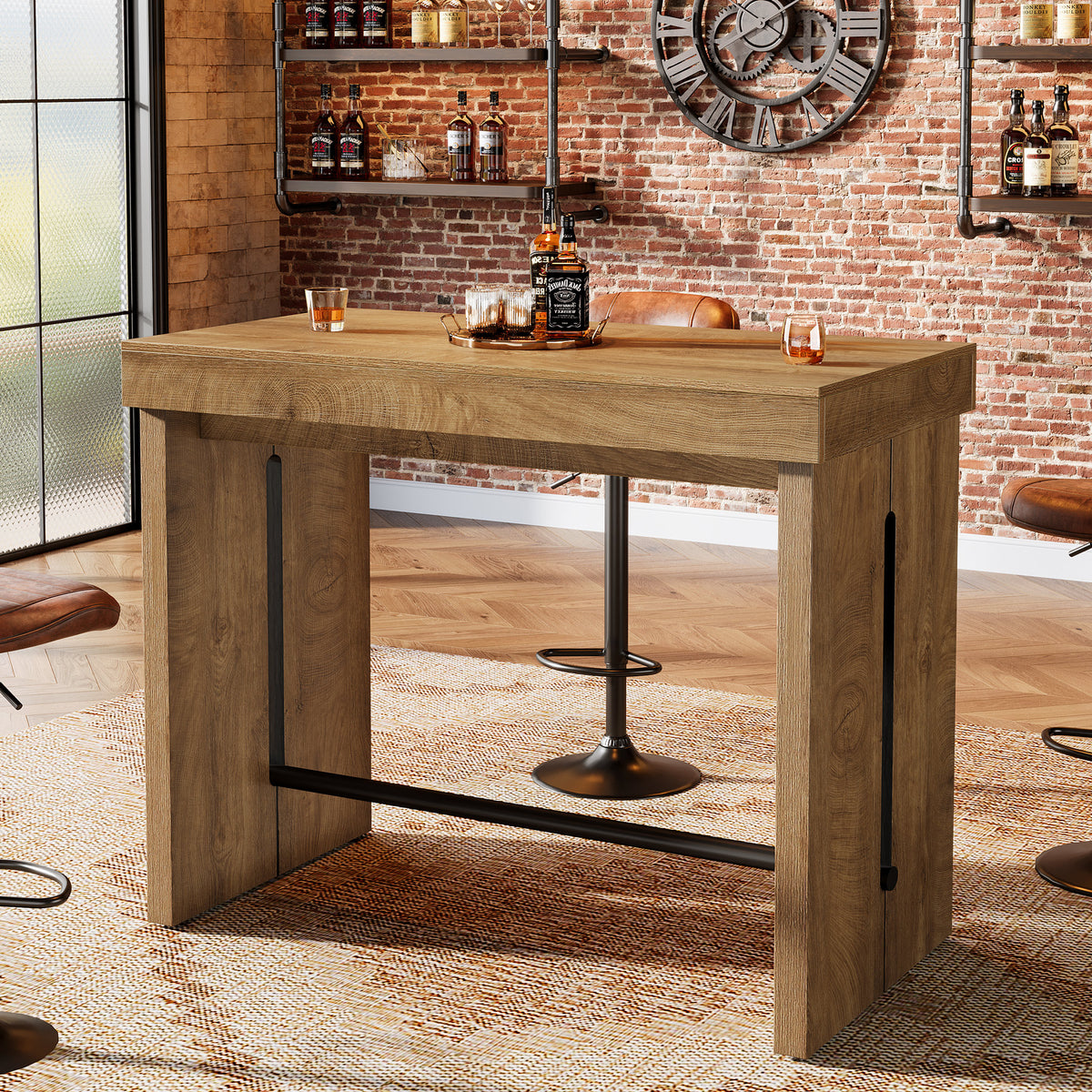 104cm Bar Table, Counter Height Pub Table with Thickened Tabletop