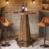 Round Pub Table, Counter Height Bar Table With Footrest Tribesigns 3