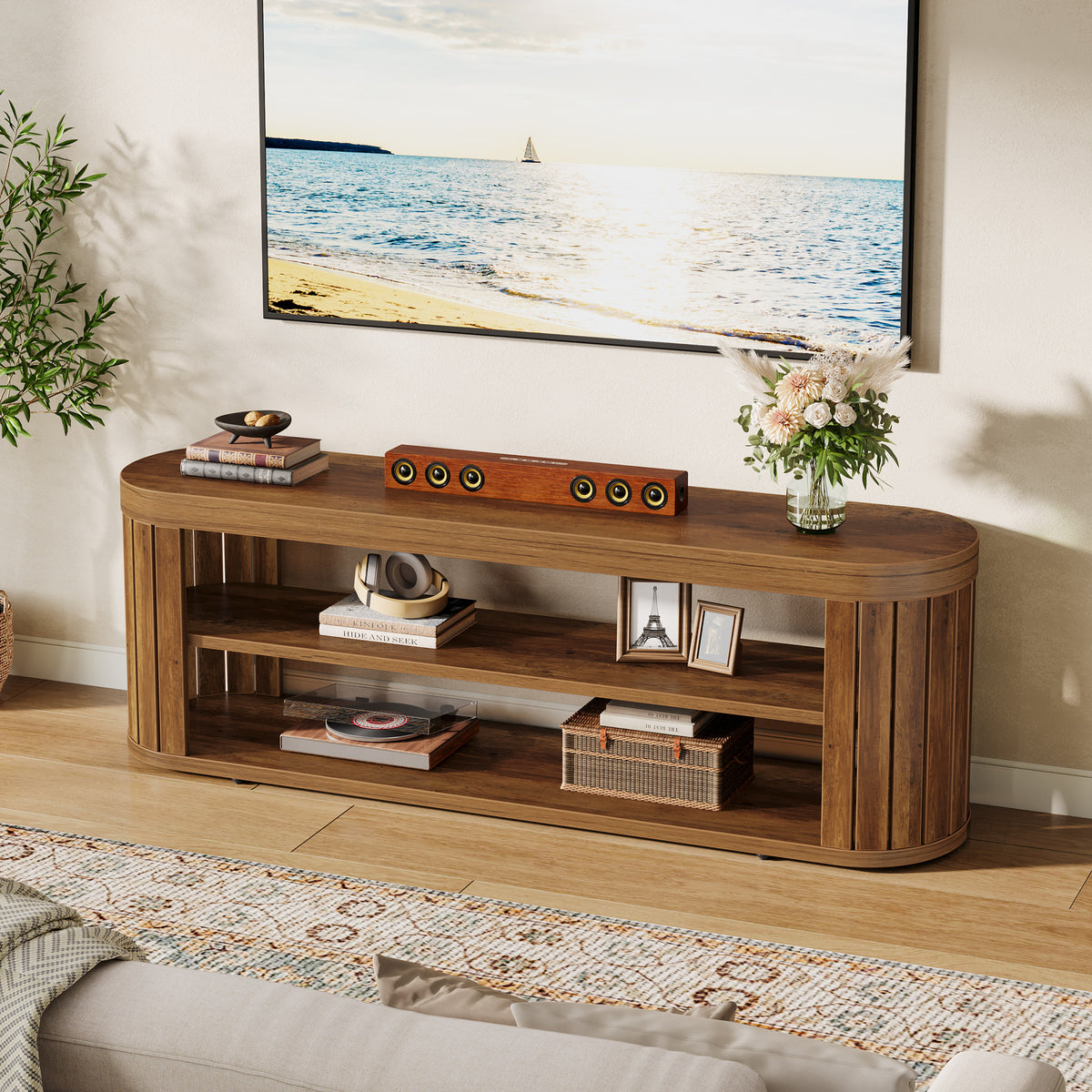 120cm TV Stand, 2-Tier Open Storage for TVs up to 55"