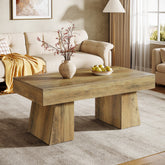 47.24" Farmhouse Coffee Table, Rectangular Center Table with Thick Base 3