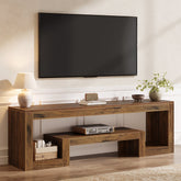 63” TV Stand, Farmhouse Entertainment Center with Open Storage Shelves for Living Room 3