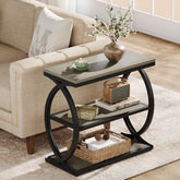 3-Tier End Table, Narrow Side Table Nightstand with Metal Frame 3
