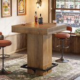 31.5" Square Bar Table, Industrial Bistro Pub Table with Metal Footrest 3