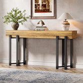 63" Industrial Console Table with Metal Frame, Wooden Sofa Table for Entryway and Living Room 3