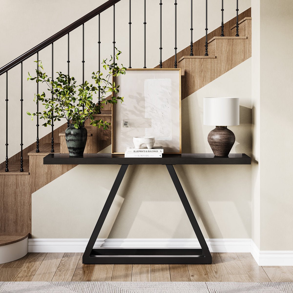 63" Console Table, Modern Sofa Table Entryway Table with Metal Frame Tribesigns