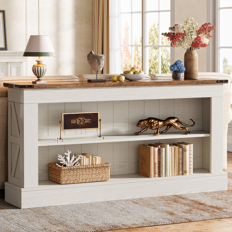 63" Console Table, Long Entryway Table Sofa Table With Storage