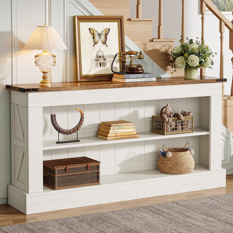 63" Console Table, Long Entryway Table Sofa Table With Storage